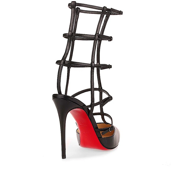 CHRISTIAN LOUBOUTIN BLACK LEATHER CAGE PUMP - Picture 5 of 11
